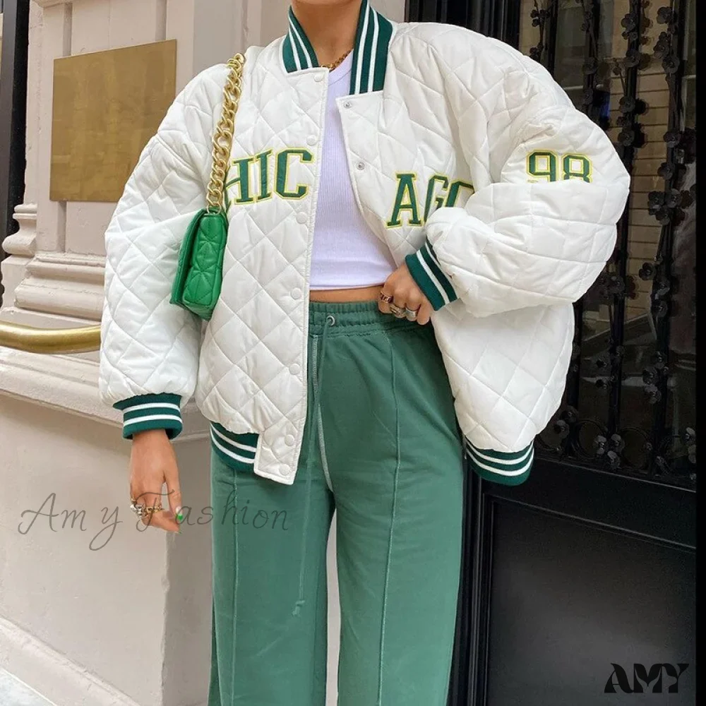 Amy Fashion - Y2k Green Print Fashion Baseball Jacket - Image 16