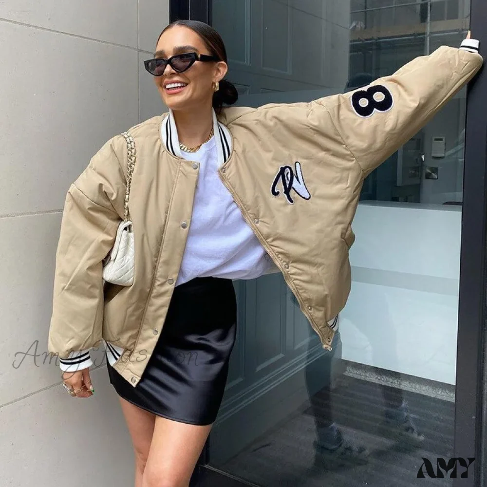 Amy Fashion - Y2k Green Print Fashion Baseball Jacket - Image 6
