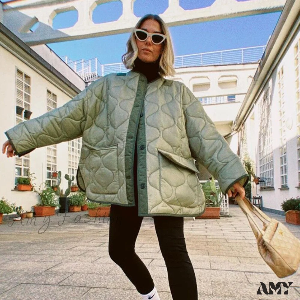 Amy Fashion - Y2k Green Print Fashion Baseball Jacket - Image 7