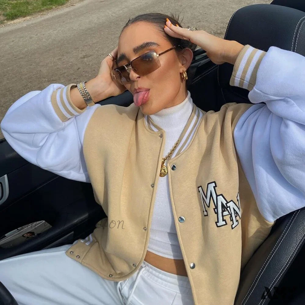 Amy Fashion - Y2k Green Print Fashion Baseball Jacket - Image 9