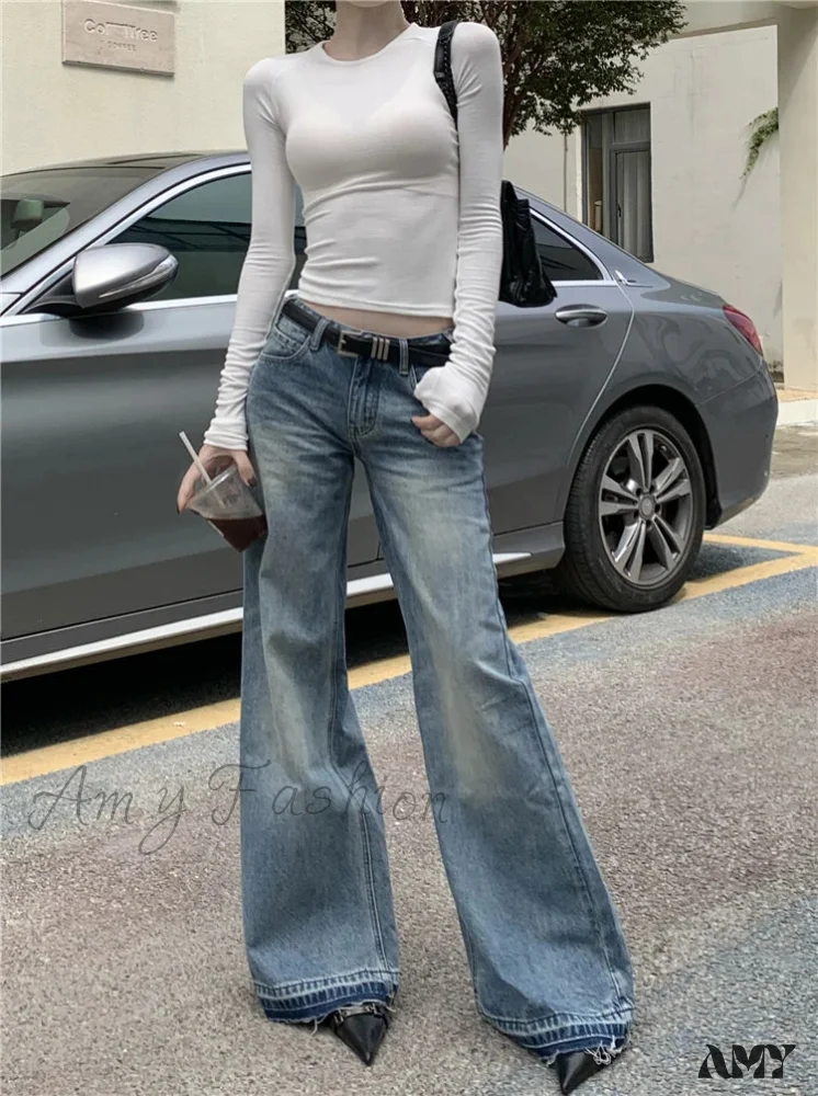 Y2K Low Waist Flare Spring Summer Autumn Fashion Lady Denim Low Rise Jean - Image 4
