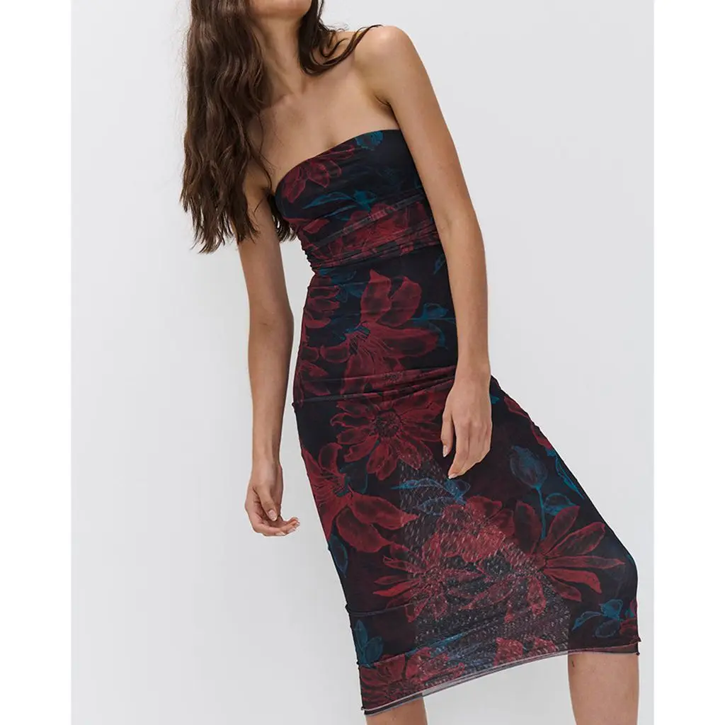 Y2K Slim Vintage Strapless Bodycon Dress - Image 9