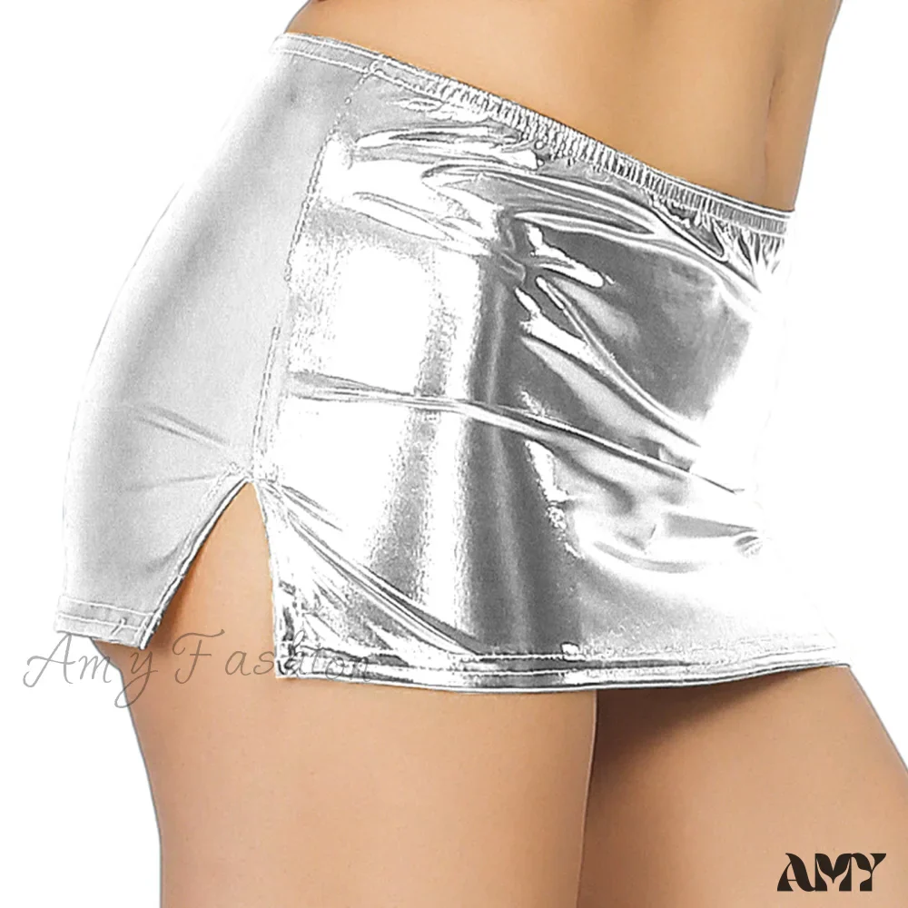 Amy Fashion - Sexy Wetlook Mini Club Party Skirt - Image 22