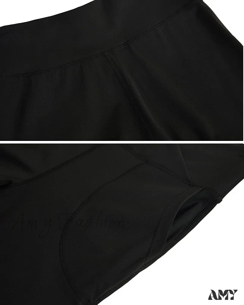 Amy Fashion - Capri Yoga Pants Cross High Waisted Cropped Slit Flared Ruffle Bottom - Image 4