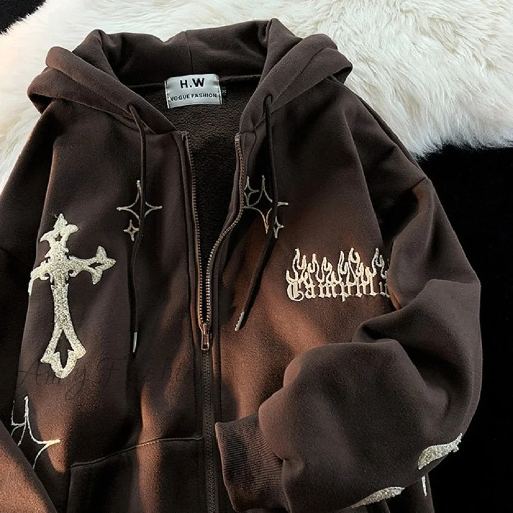 Amy Fashion - Y2k Rhinestone Skeleton Goth Hoodie - Image 3