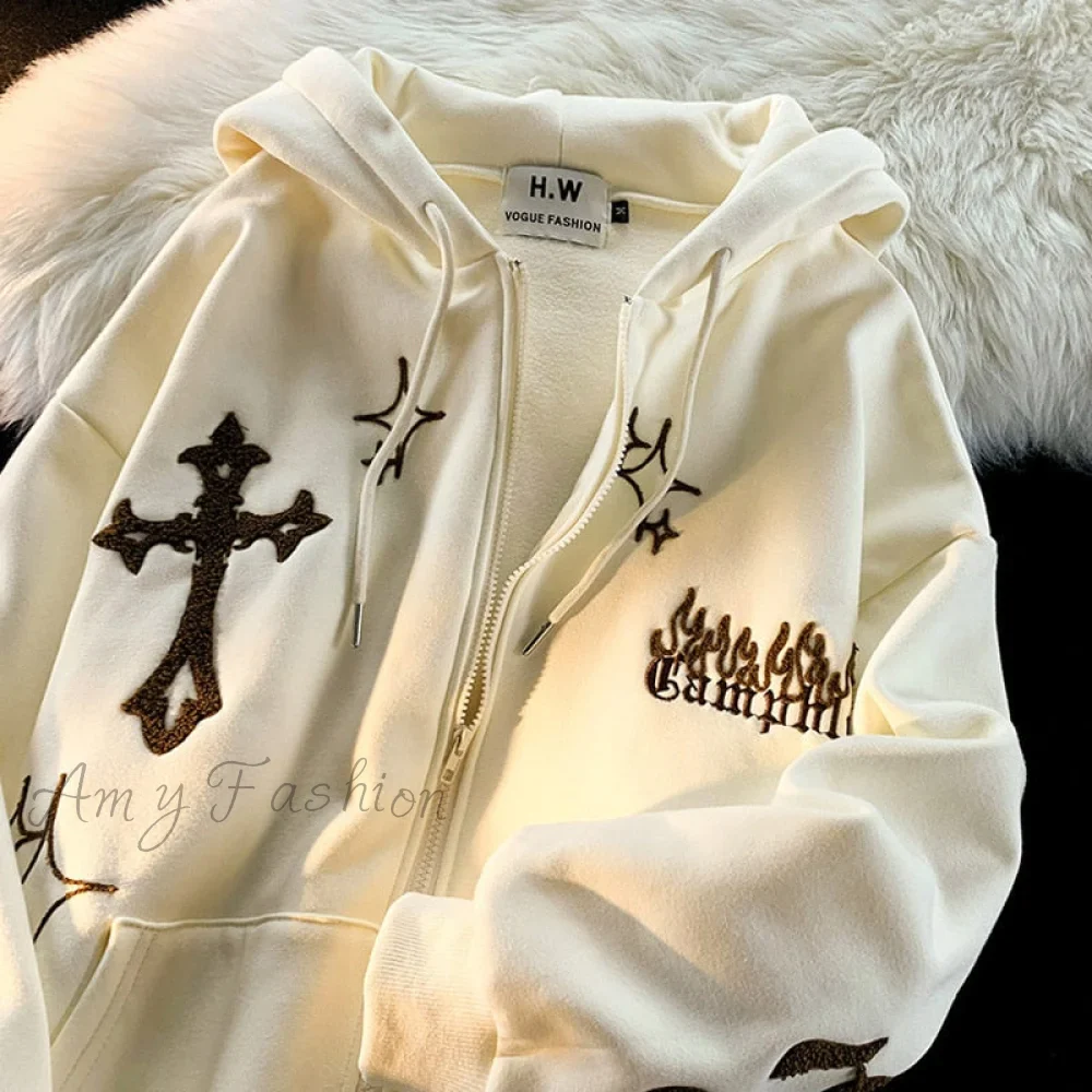 Amy Fashion - Y2k Rhinestone Skeleton Goth Hoodie - Image 5