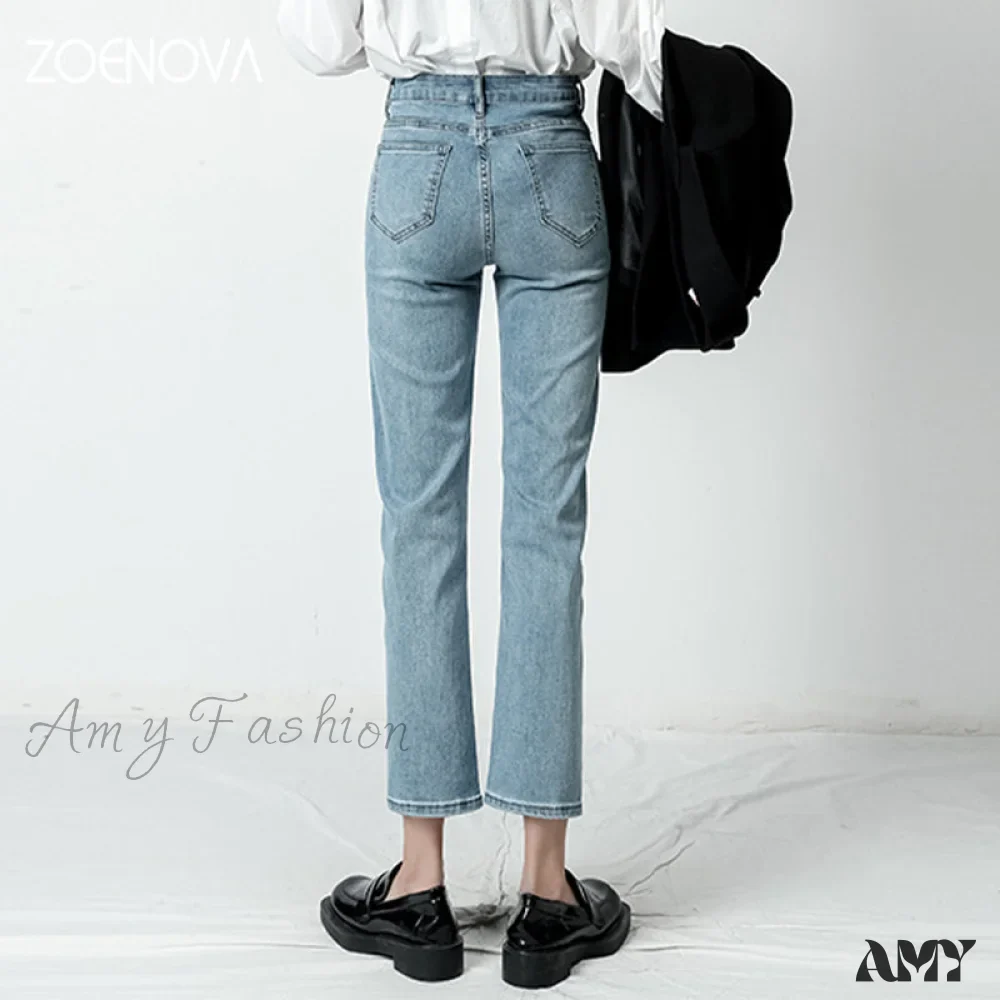 Amy Fashion - Vintage Mid Waist Elegant Skinny Jeans - Image 2