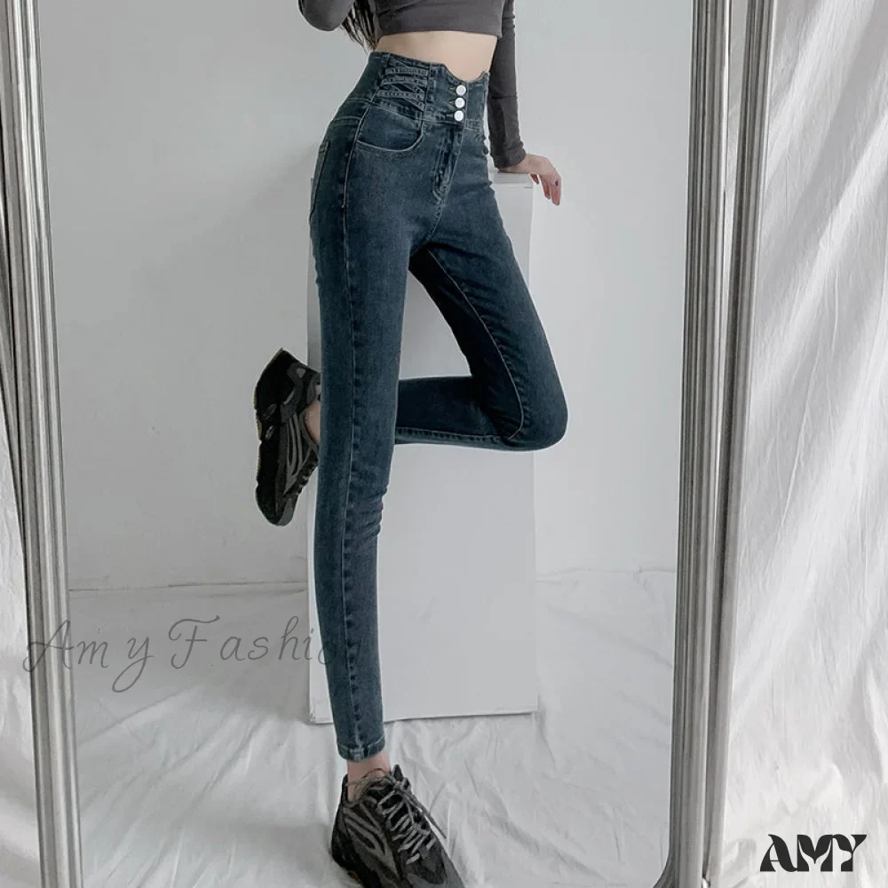 Amy Fashion - High Waist Straight Elastic Femme Jeans - Image 5