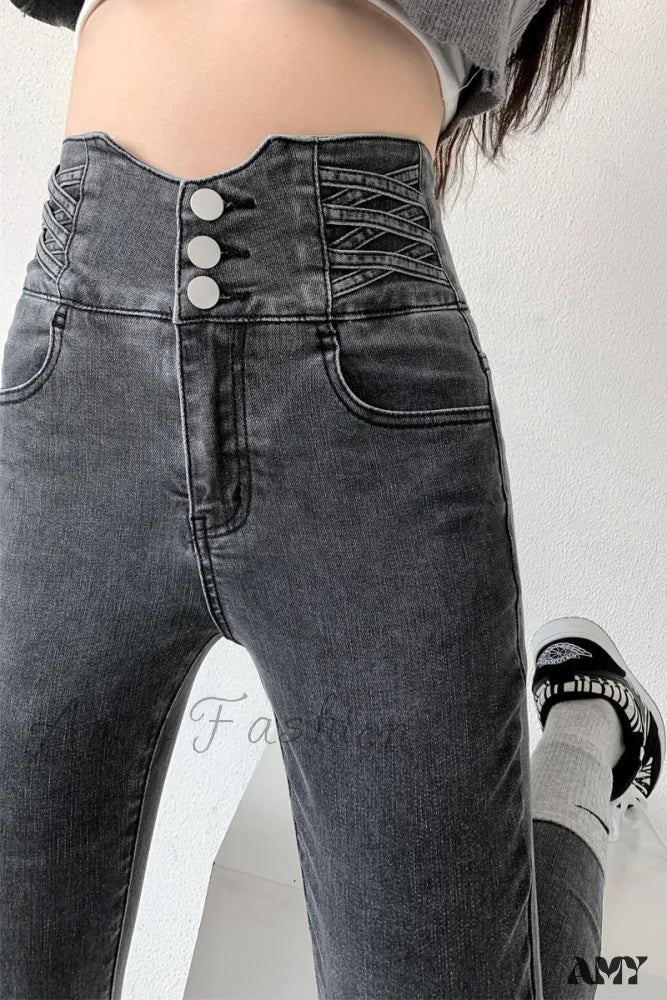 Amy Fashion - High Waist Straight Elastic Femme Jeans - Image 9